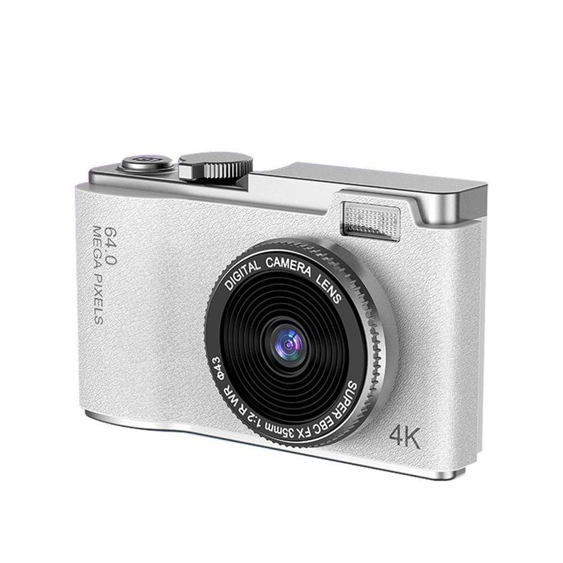 Camara Retro Moda Digital 4K 64MP 16X para Ninos y Adultos Gris