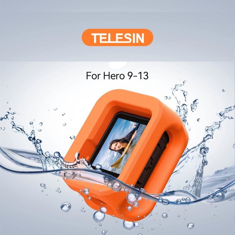 Funda Flotante Naranja para Gopro 9/10/11/12/13 - Telesin-1