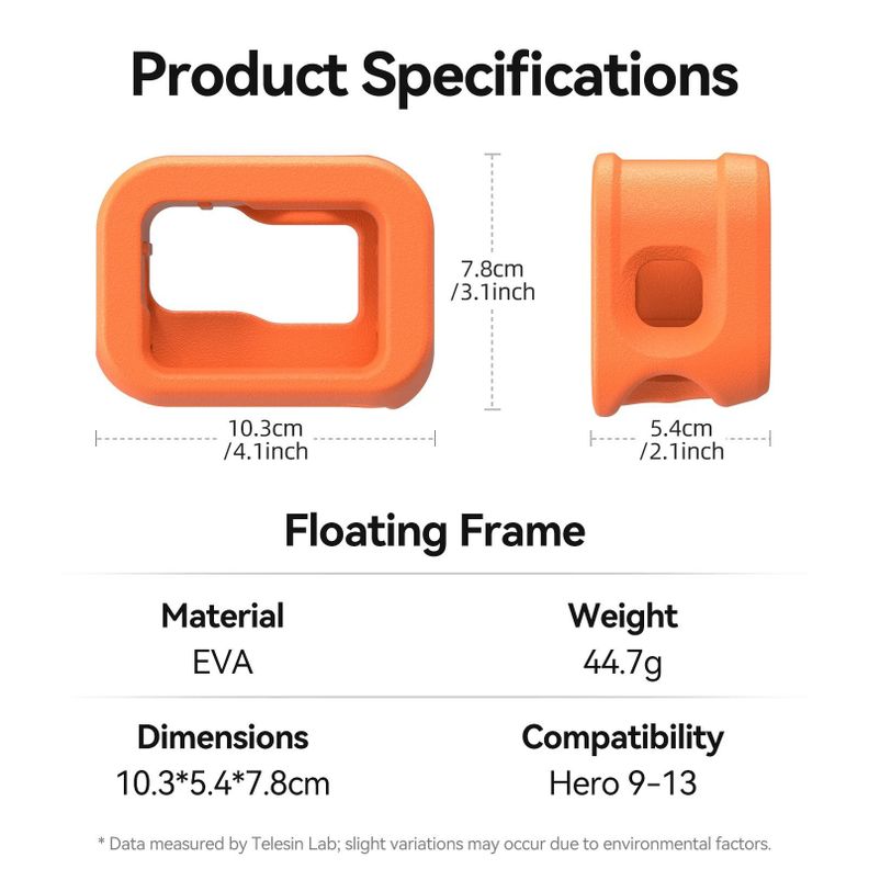 Funda Flotante Naranja para Gopro 9/10/11/12/13 - Telesin-2