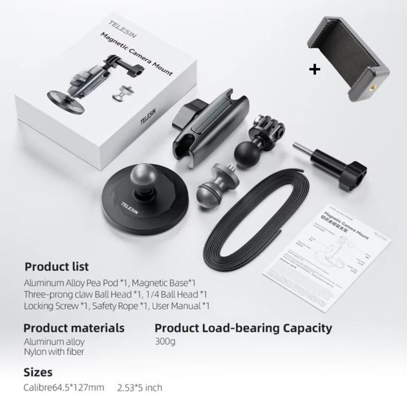 Magnético Aluminio para Smartphone, Cámaras Gopro y Otras-3