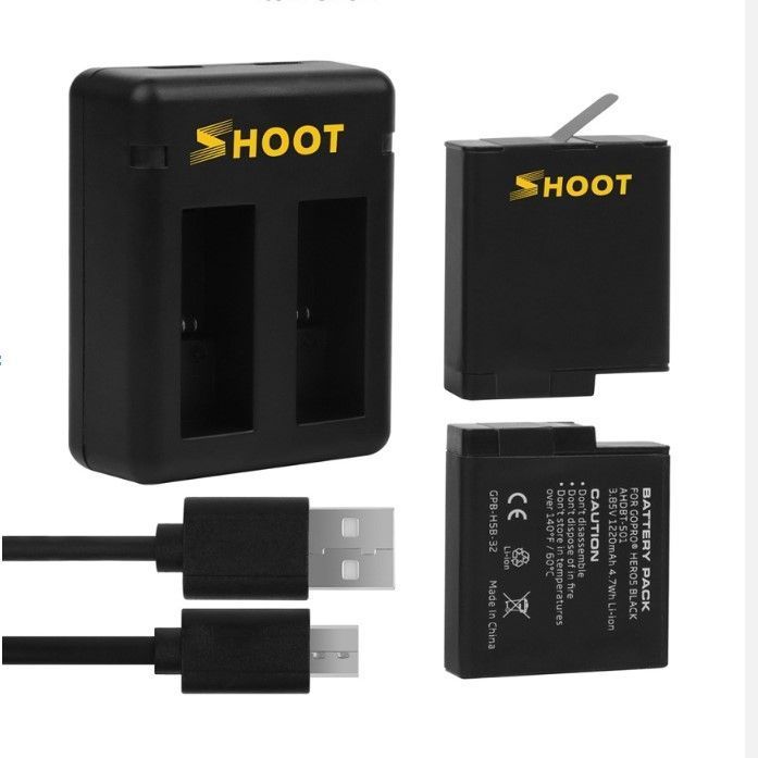 Cargador Doble + 2 Batería GoPro Hero 5 6 7 8 - SHOOT-0