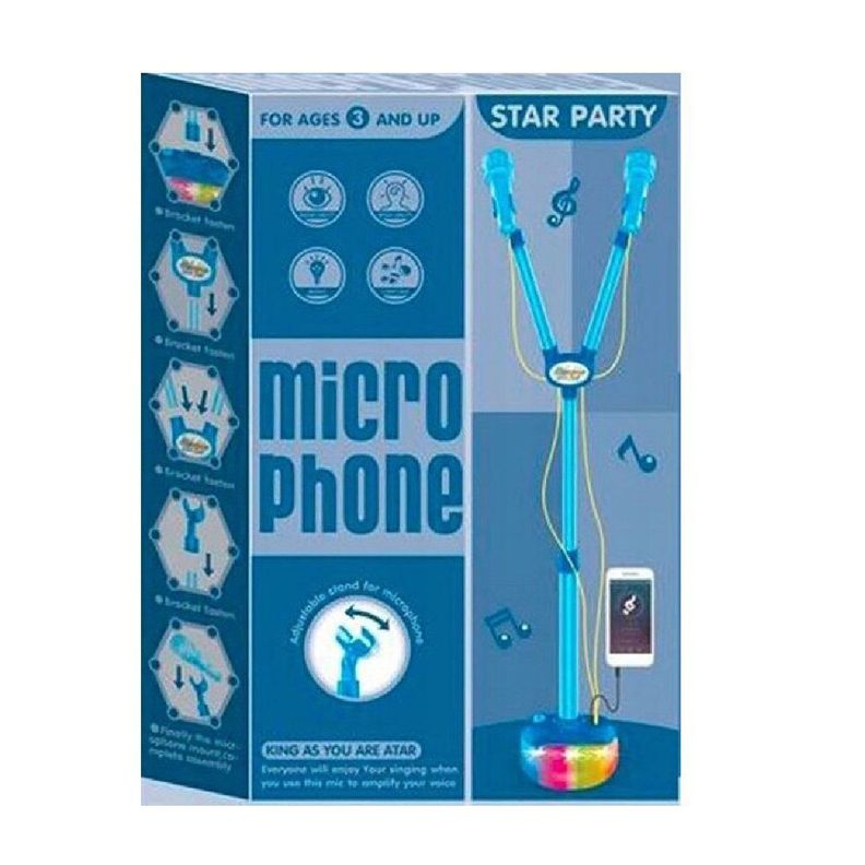 Microfono Karaoke con Pedestal para Telefono Celeste-2