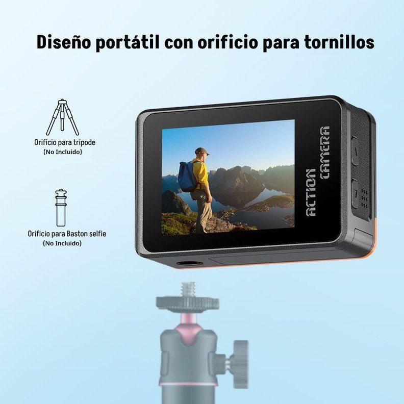 Cámara Deportiva Ausek 4K 30fps 16MP Deportiva Pantalla Dual-1