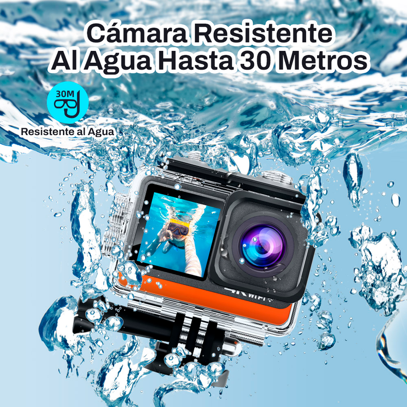 Cámara Deportiva Ausek 4K 30fps 16MP Deportiva Pantalla Dual-6