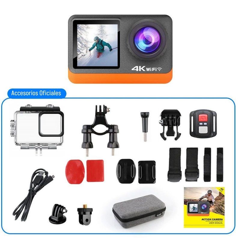 Cámara Deportiva Ausek 4K 30fps 16MP Deportiva Pantalla Dual-7