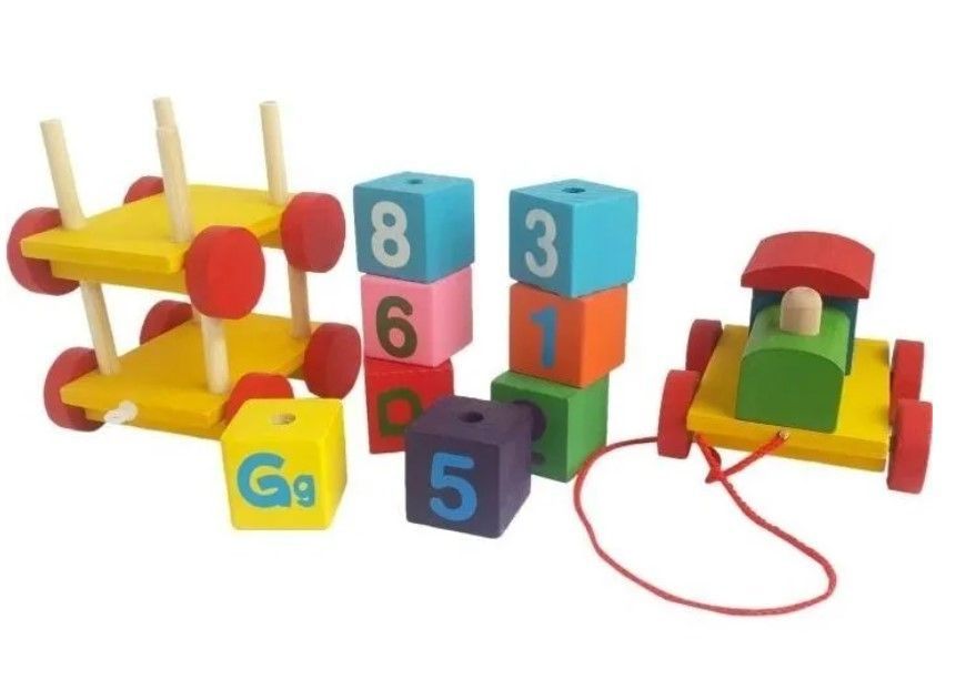 Tren Torbellino Didáctico De Madera - Juego de encaje-1