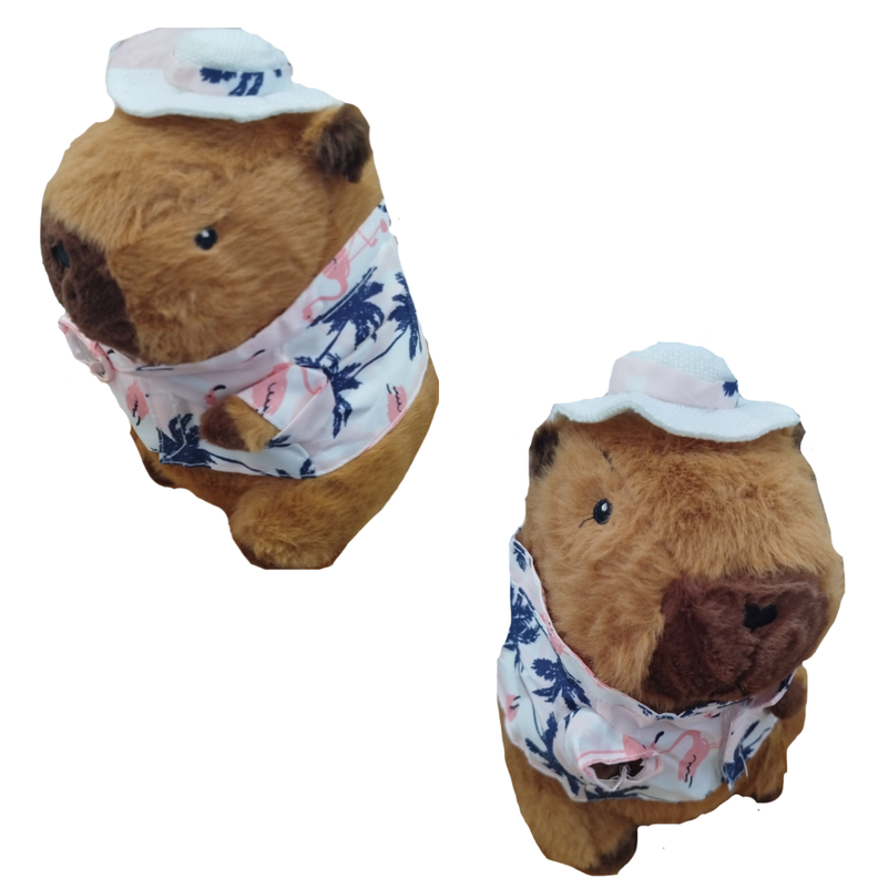 Peluche Capibara Playera Rosada de 25cm Verano-0