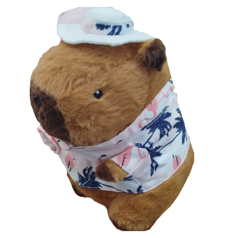 Peluche Capibara Playera Rosada de 25cm Verano-2