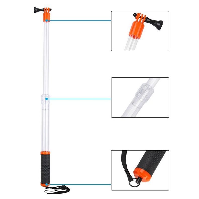 Bastón Flotante Transparente para Gopro u otras - Telesin-4