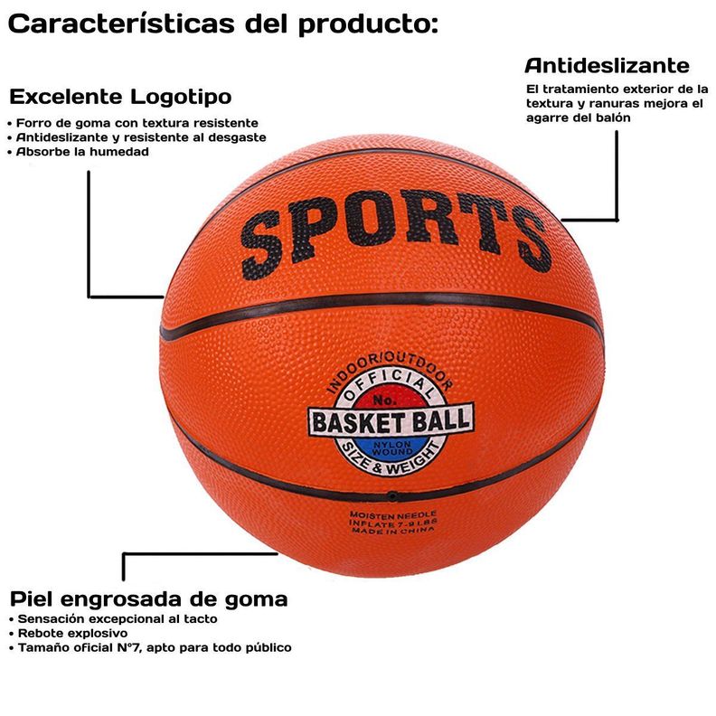 Balón De Basquetball Sports N°7 Basket-4