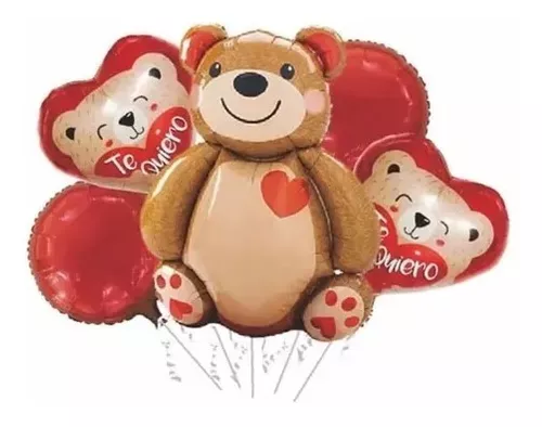 Set 5 Globos Metálicos Amor Oso Grande De San Valentin Tq-0