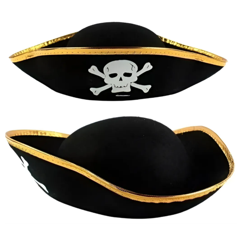 Gorro Pirata Borde Dorado Disfraz Niño/Adulto Halloween 2025