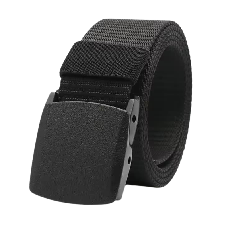 Cinturon Nylon Lona Tactico Ajustable Hebilla De Plastico Negro