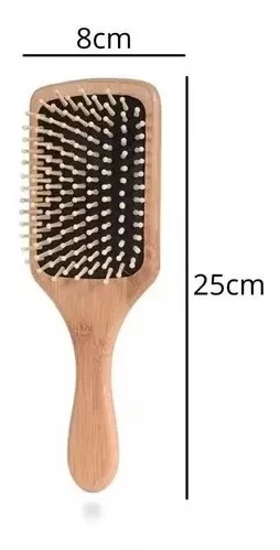 Cepillo Para El Cabello Madera Masaje Antiestático 25cm-1