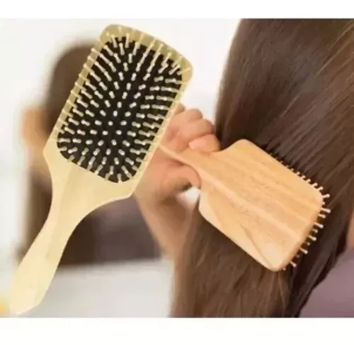 Cepillo Para El Cabello Madera Masaje Antiestático 25cm-2
