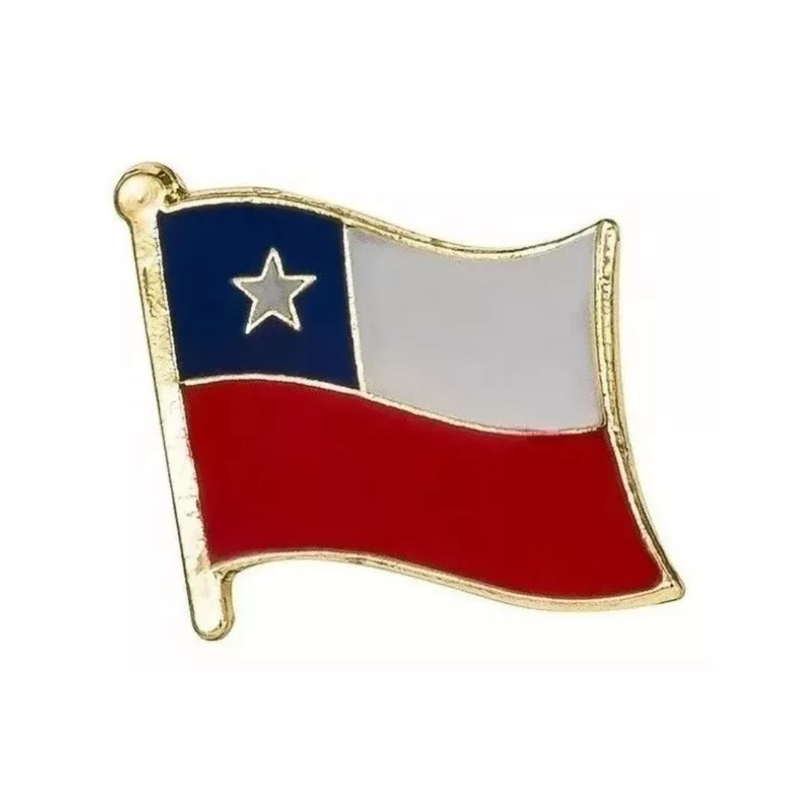 Piocha, Botón, Chile Pin, Bandera Chilena Metálica.-0