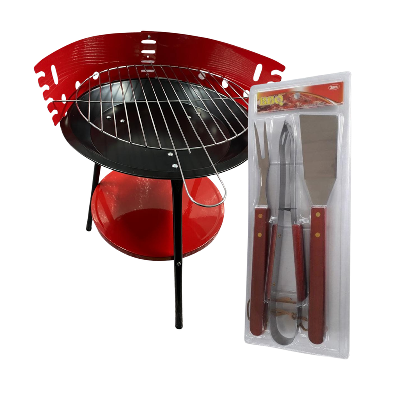 Parrilla Barbacoa Al Aire Libre + Set De Utensilios Obsequio