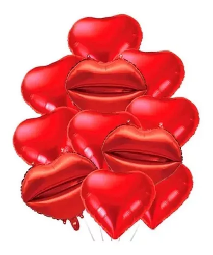Set De Globos Corazones Y Beso 11piezas San Valentin-0