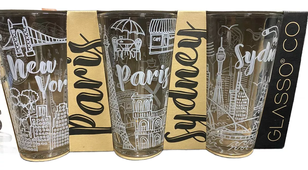 Vaso Vidrio 475ml Ciudades del Mundo- 1 Pack-1