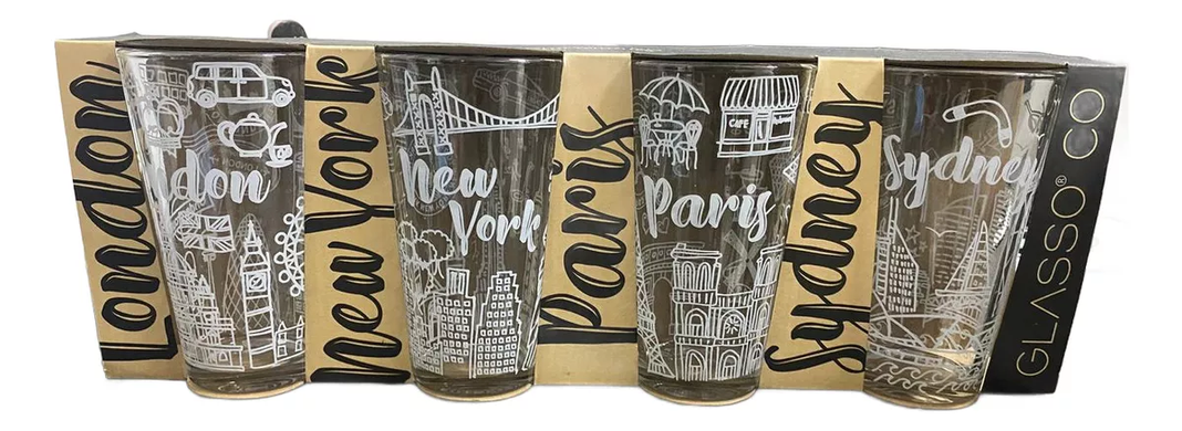 Vaso Vidrio 475ml Ciudades del Mundo- 1 Pack-2