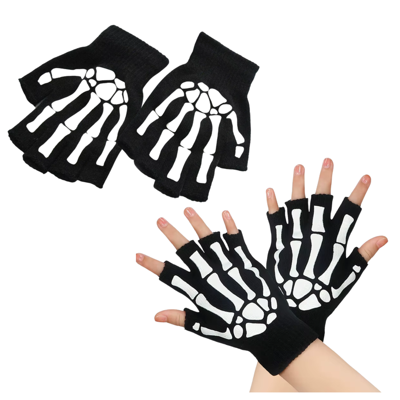 Pack 12 Guantes Manga Calavera Hombre Mujer Sin Dedos Bicicleta Moto-0