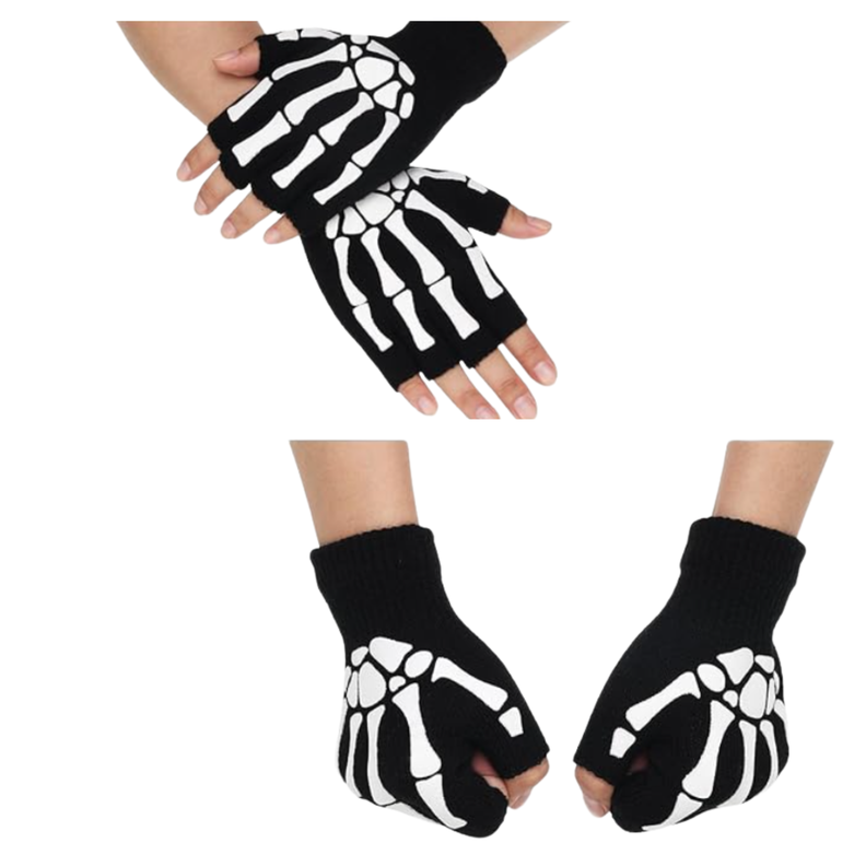 Pack 12 Guantes Manga Calavera Hombre Mujer Sin Dedos Bicicleta Moto-1
