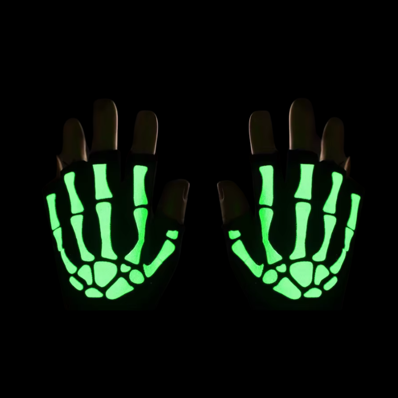 Pack 12 Guantes Manga Calavera Hombre Mujer Sin Dedos Bicicleta Moto-3