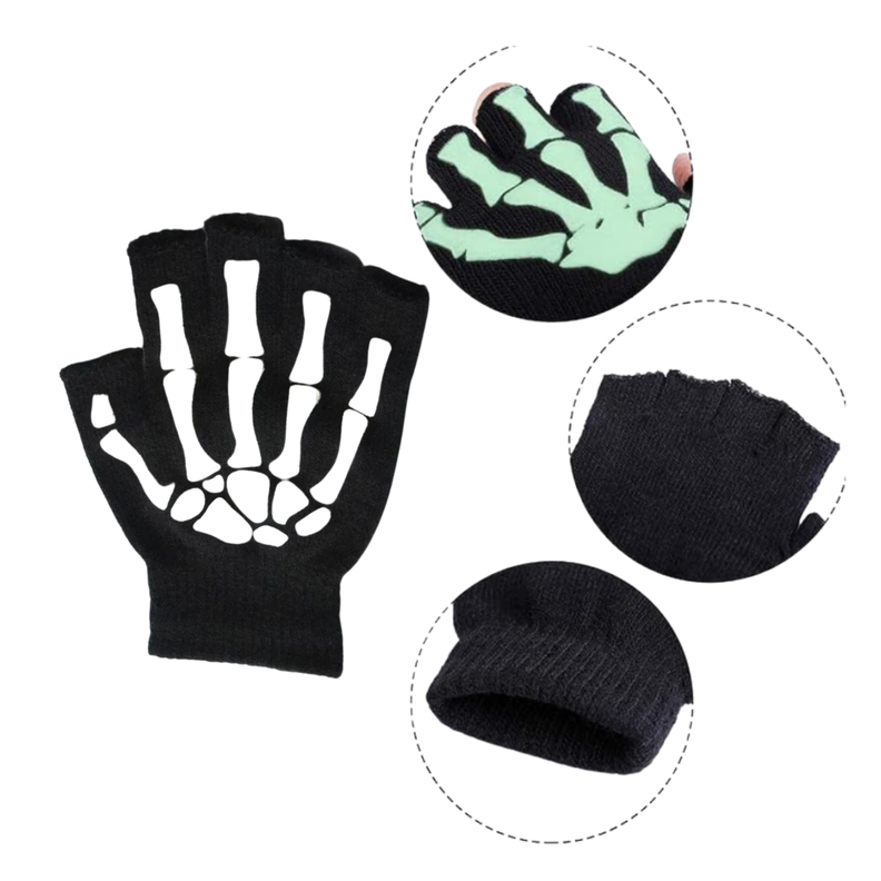 Pack 12 Guantes Manga Calavera Hombre Mujer Sin Dedos Bicicleta Moto-4