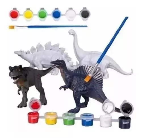 Dinosaurios Para Pintar A Tu Gusto 15cm Aprox + Pinturas-2