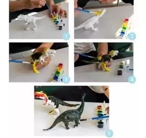 Dinosaurios Para Pintar A Tu Gusto 15cm Aprox + Pinturas-1