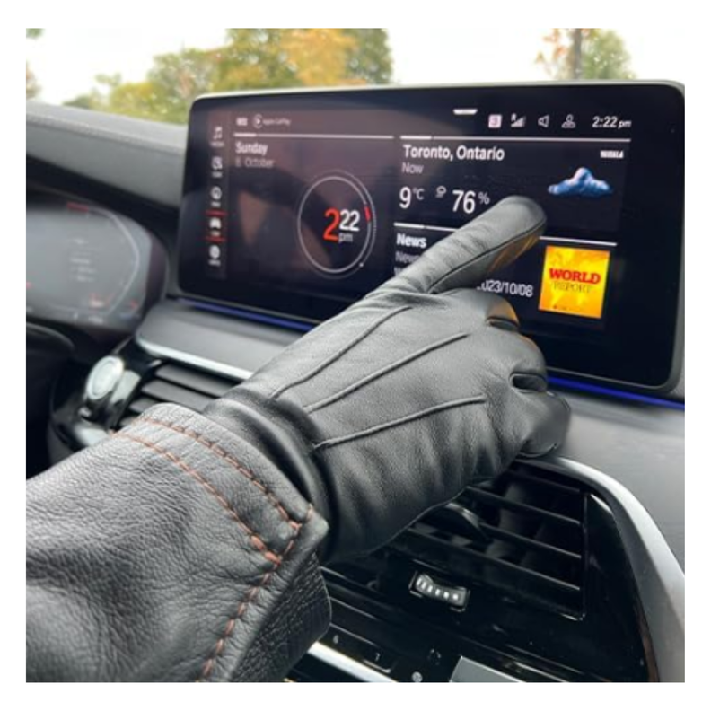 Guantes Hombre Cuero Largos Invierno Negro-3