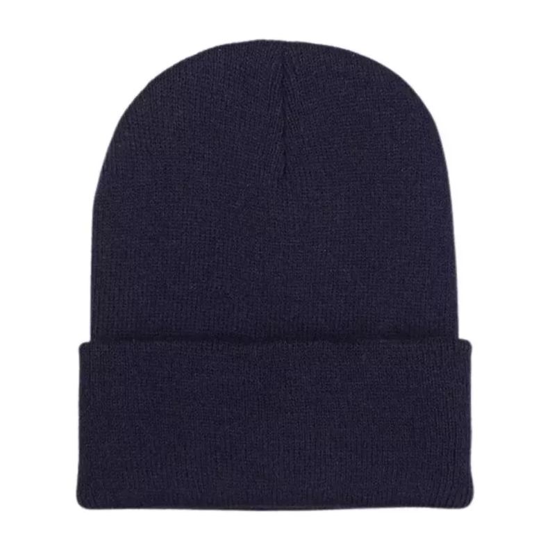 Gorro Beanie De Lana Adulto Con Doblez Negro Forro Polar-1