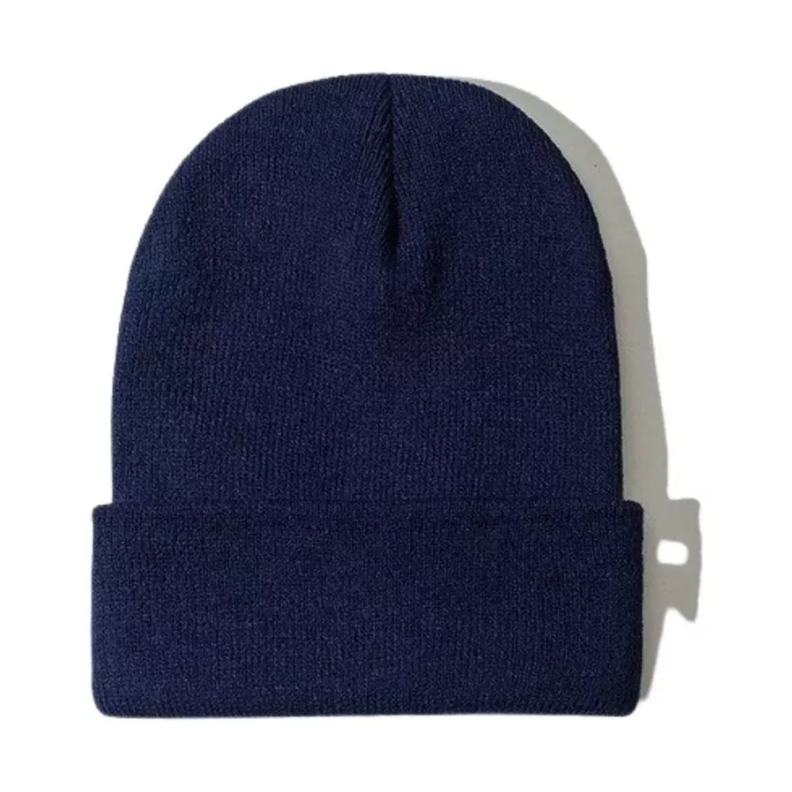 Gorro Beanie De Lana Adulto Con Doblez Negro Forro Polar-2