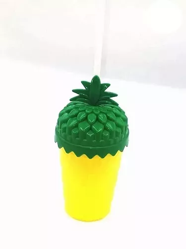 Vaso Diseño Piña Color Amarillo De 500ml Con Tapa-2