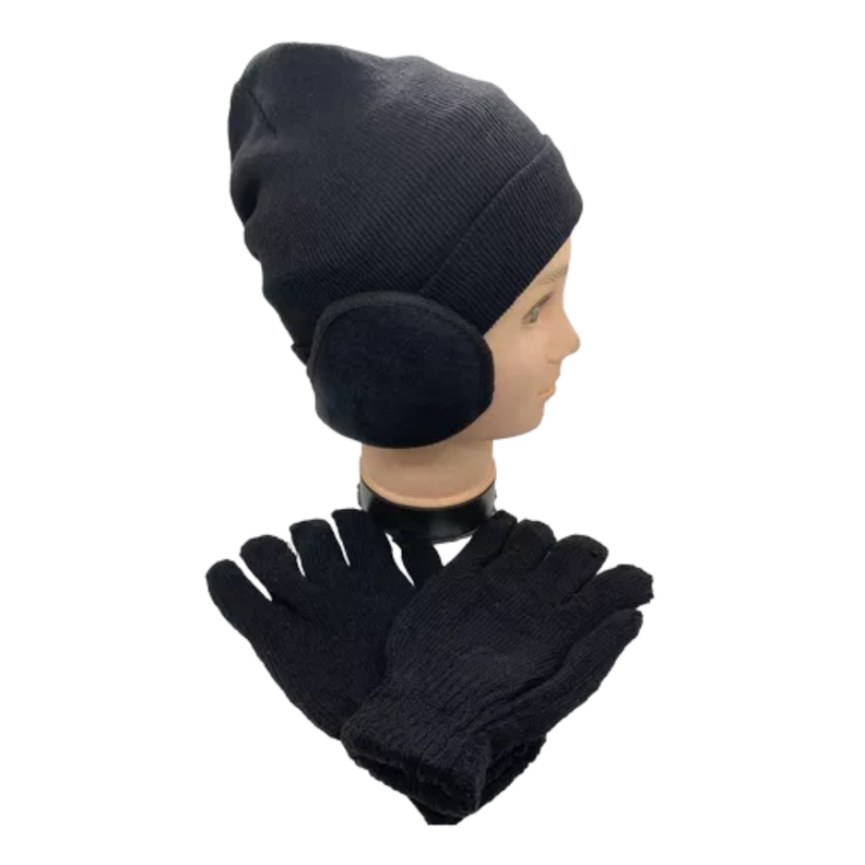Set Invierno Gorro Beanie + Guantes De Lana + Orejera Polar-1