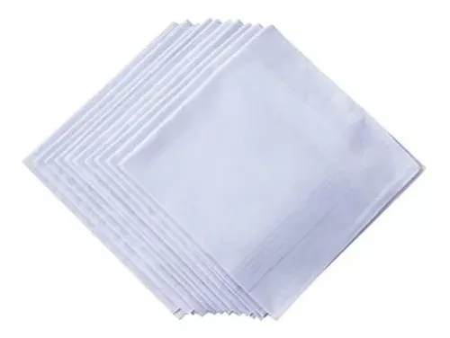 Pañuelos X12 Blancos 100% Cuadrados 12 Und Unicolor-3