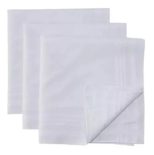 Pañuelos X12 Blancos 100% Cuadrados 12 Und Unicolor-4