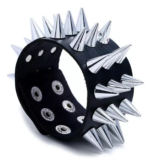 Brazalete Punk Rock Remaches Muñequera Puntas-0