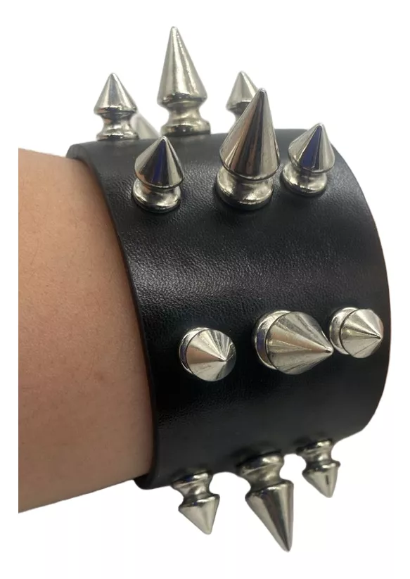 Brazalete Punk Rock Remaches Muñequera Puntas-2