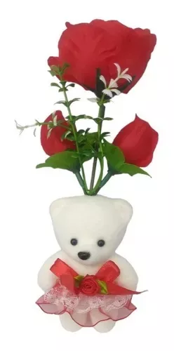 Regalo San Valentín Oso Con Flores Rosas Adorno Dia Del Amor-0