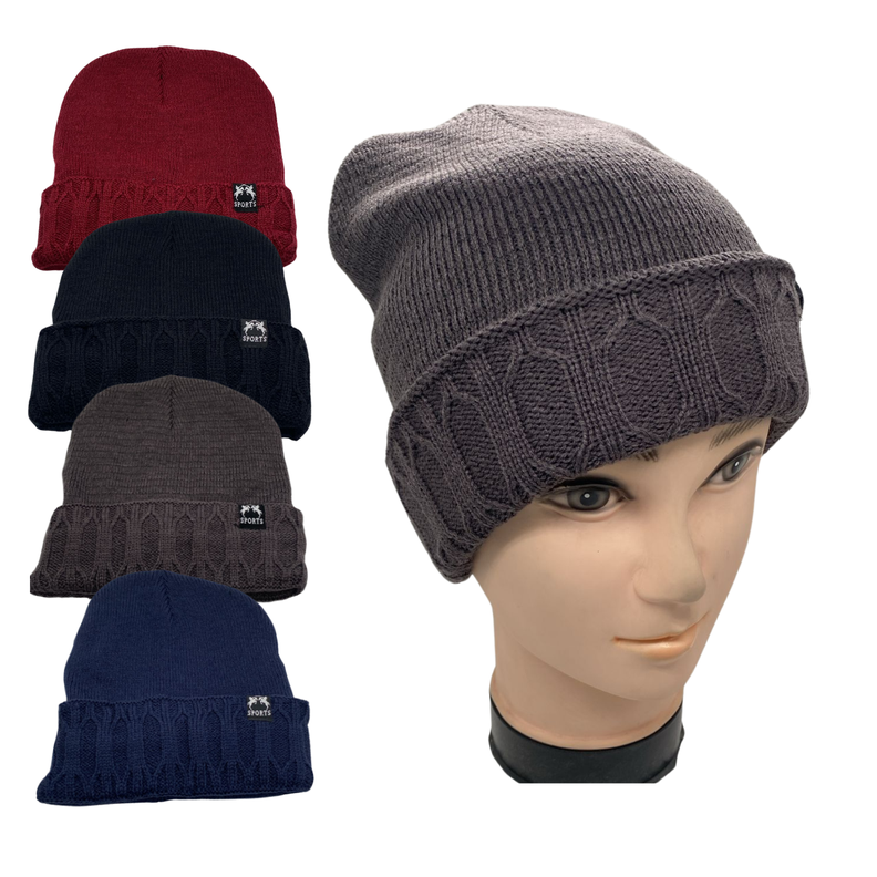 Gorro Beanie Con Doblez Y Tejido Unicolor Forro Chiporro-1