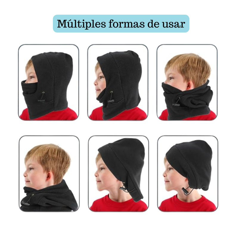 Gorro Pasamontañas De Polar Ajustable Para Niños Niñas Invierno-3