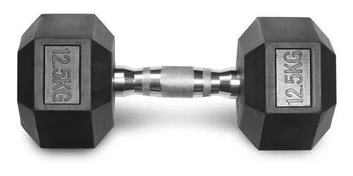 Par Mancuerna Hexagonal Caucho Goma Crossfit Funcional 12.5 Kg-1