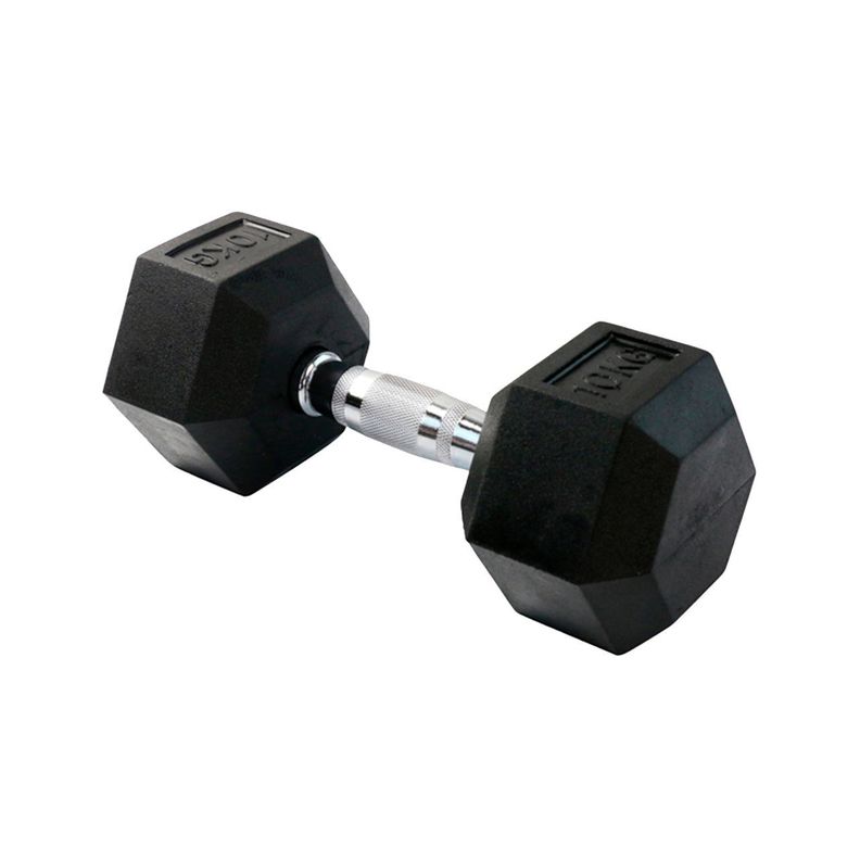 Par Mancuerna Hexagonal Caucho Goma Crossfit Funcional 10 Kg-2