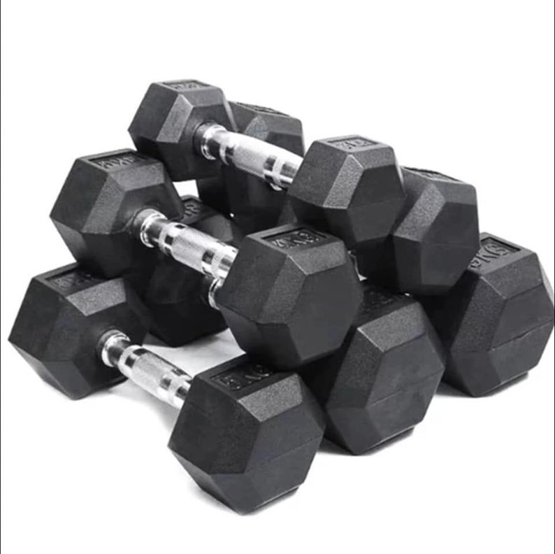 PAR MANCUERNA HEXAGONAL CAUCHO GOMA CROSSFIT FUNCIONAL 2.5 KG-2