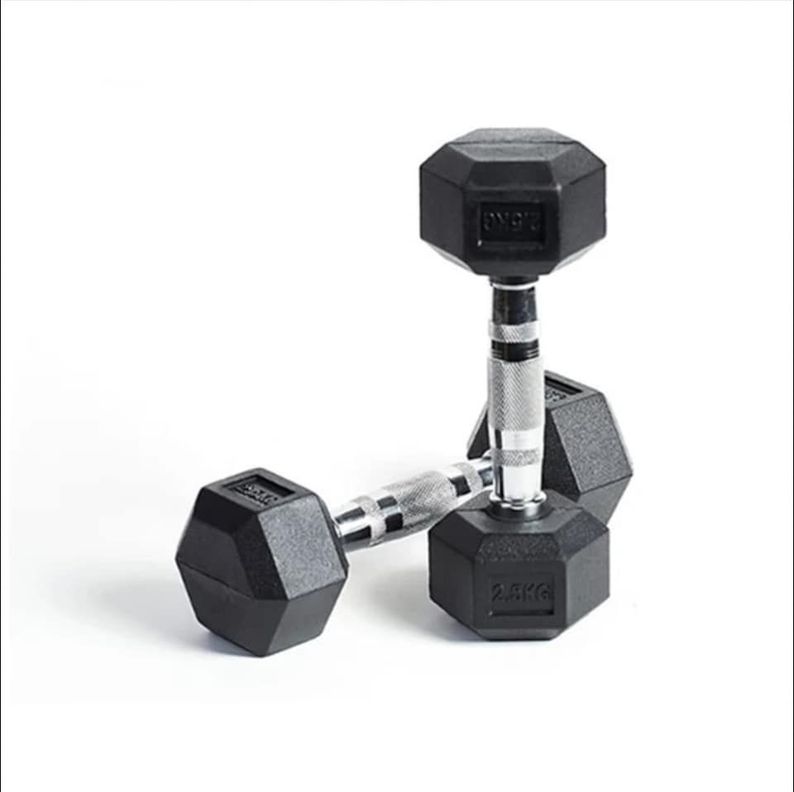 PAR MANCUERNA HEXAGONAL CAUCHO GOMA CROSSFIT FUNCIONAL 2.5 KG-1