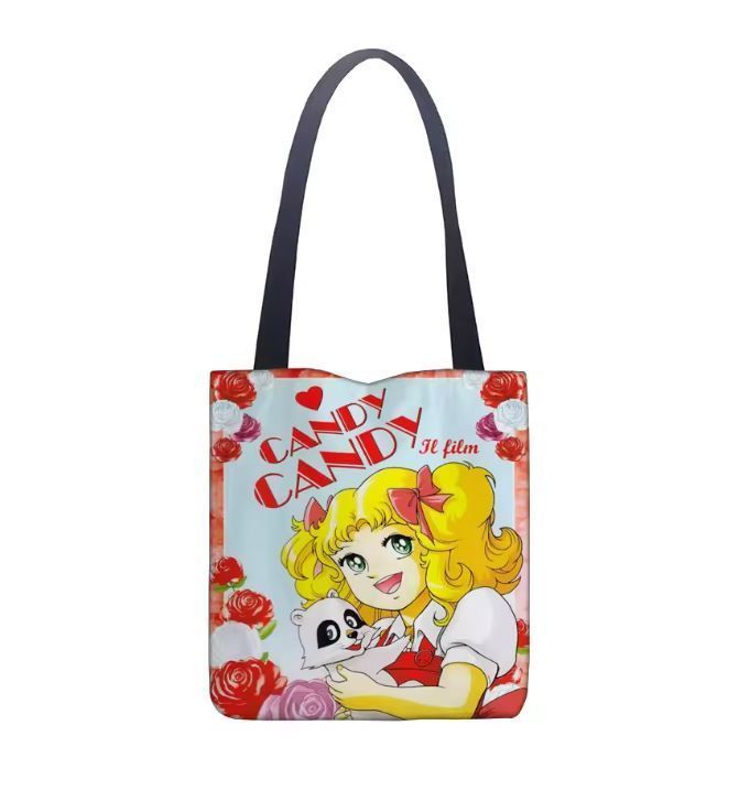 Bolso Candy Candy 40x40cm Tela Retro Hermoso Reutilizable Blanco-1