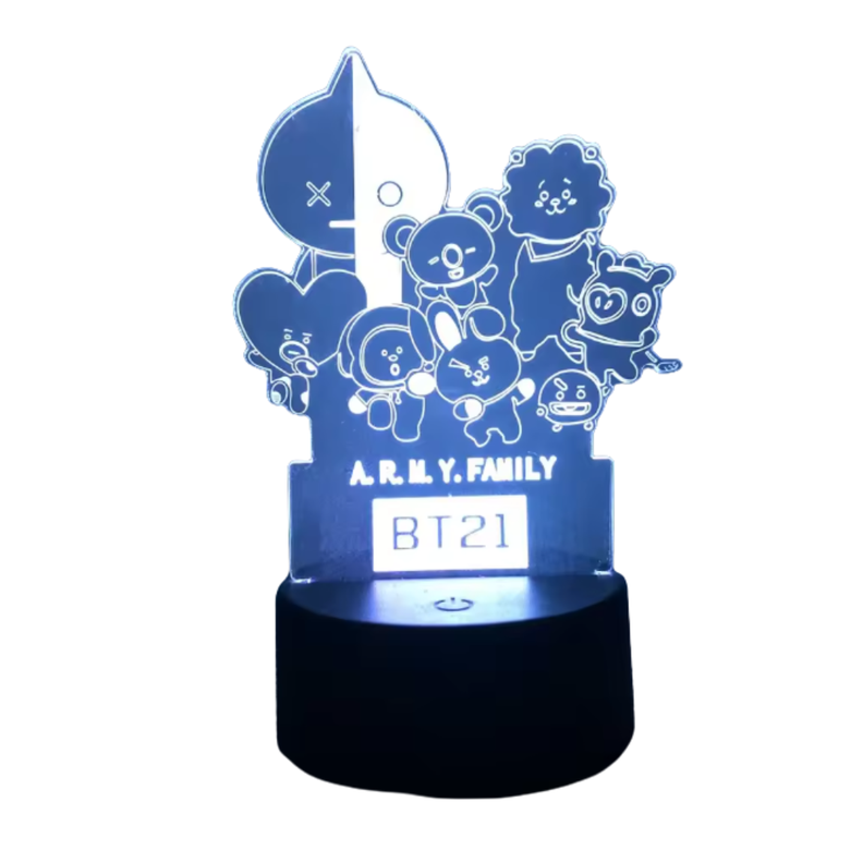 Lampara 3d Ilusion Bt21 Y Logo Bts K-pop Musica Bas Negra Cc-1