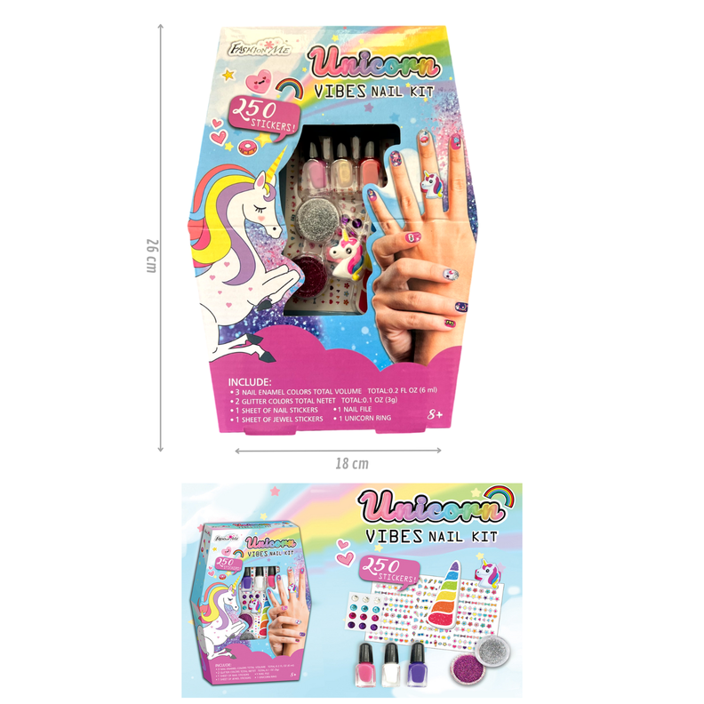 Pack niña manicure + alcancía unicornio + bolso unicornio-1