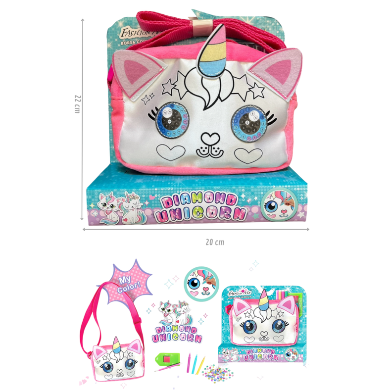 Pack niña manicure + bolso unicornio + libro stickers unicornio-1